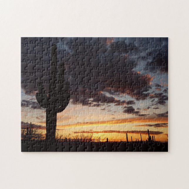 Saguaro Sunset III Arizona Desert Landscape Jigsaw Puzzle (Horizontal)