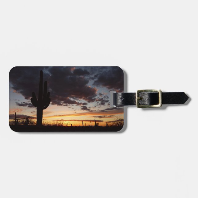 Saguaro Sunset III Arizona Desert Landscape Luggage Tag (Front Horizontal)