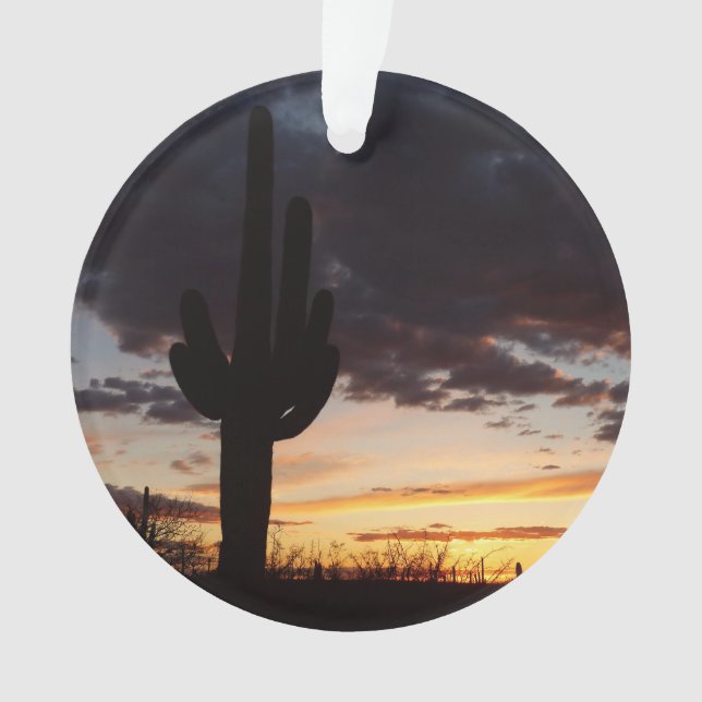 Saguaro Sunset III Arizona Desert Landscape Ornament (Front)
