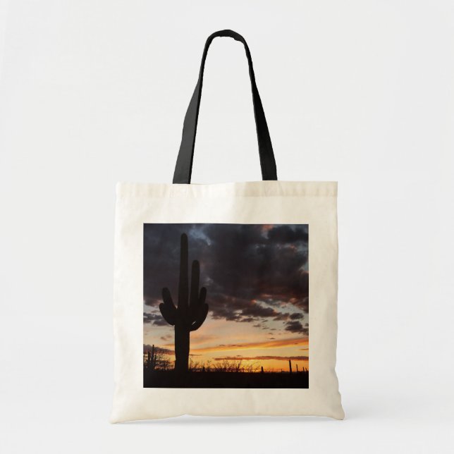 Saguaro Sunset III Arizona Desert Landscape Tote Bag (Front)
