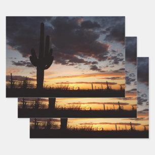 Saguaro Sunset III Arizona Desert Landscape Wrapping Paper Sheet