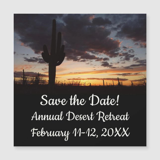 Saguaro Sunset III Arizona Desert Save the Date (Front)