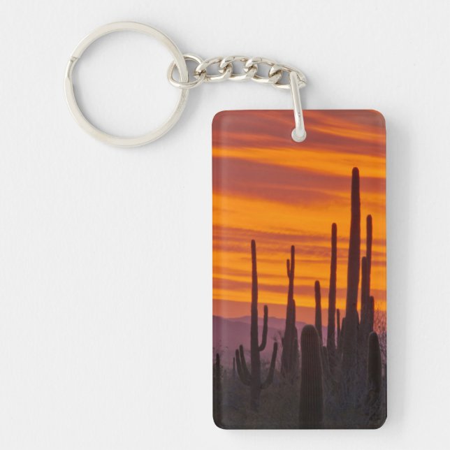 Saguaro, sunset, Saguaro National Park Key Ring (Front)