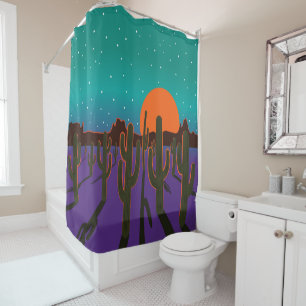 Saguaros at Sunset in Purple Shower Curtain