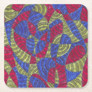 Sahar Colorful Abstract Geometric Art Golf Ball Square Paper Coaster