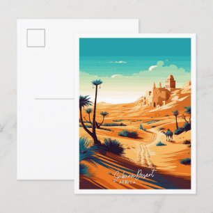 Sahara Desert Africa Travel Vintage illustration Postcard