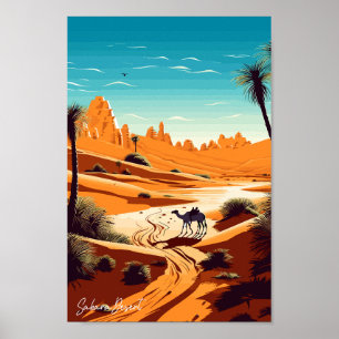 Sahara Desert Travel Art Vintage Illustration  Poster