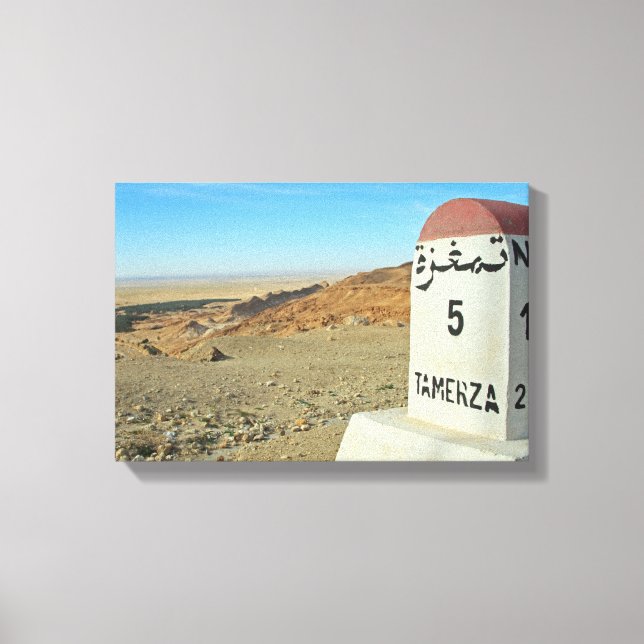 Sahara milestone, Tunisia Canvas Print (Front)