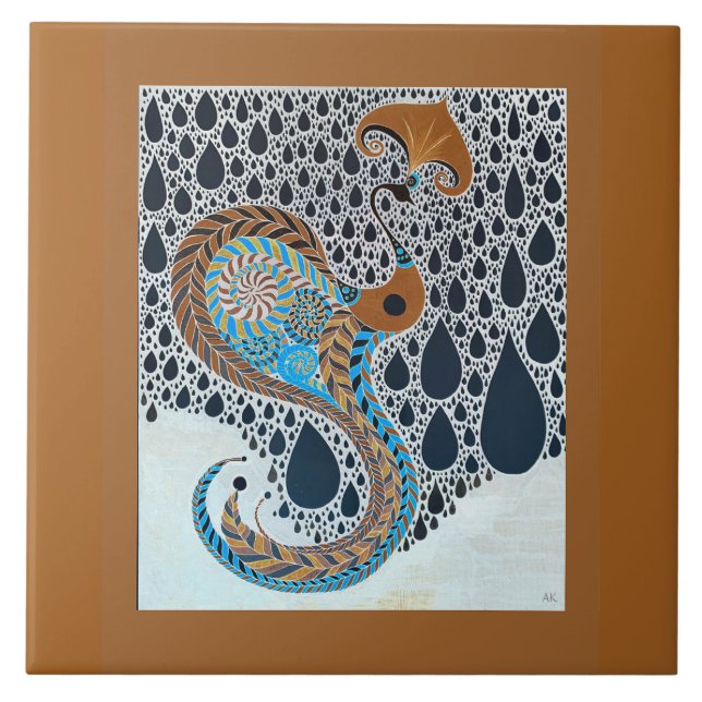 Sahara Pearls Tribal Exotic Peacock Tile (Front)