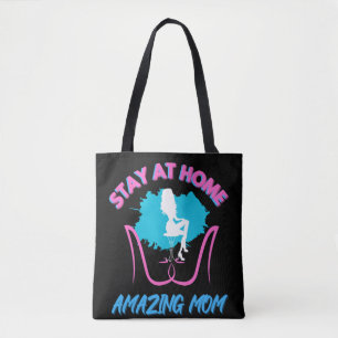 Sahm Stay At Home Mum Pink & Blue Trendy Design Tote Bag