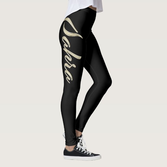 Sahra white gold Handwriting trousers Leggings (Right)