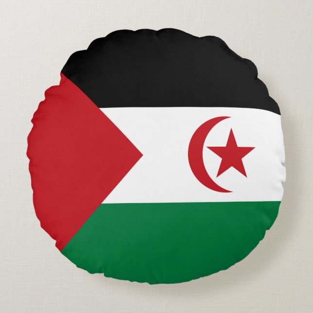 Sahrawi Arab Democratic Republic Flag Round Cushion (Front)
