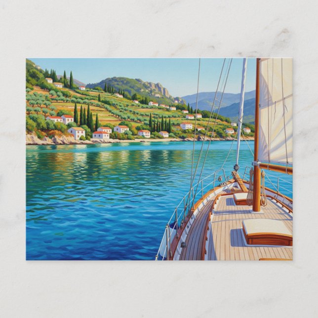 Saiboat in Corfu Greece Travel Postcard (Front)