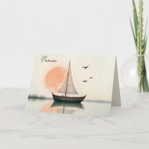 Saiboat Sunset With Seagulls Sympathy Card