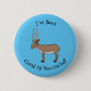 Saiga antelope cartoon illustration  6 cm round badge