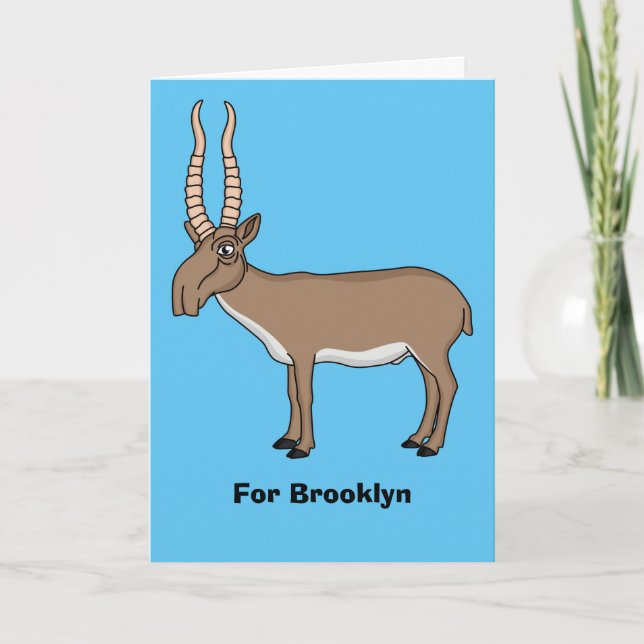Saiga antelope cartoon illustration card (Front)