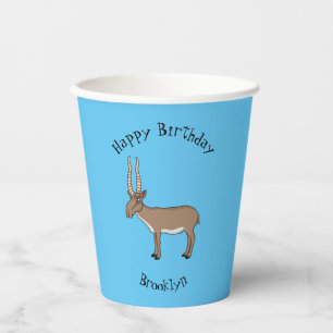 Saiga antelope cartoon illustration  paper cups