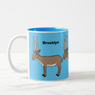 Saiga antelope cartoon illustration Two-Tone coffee mug