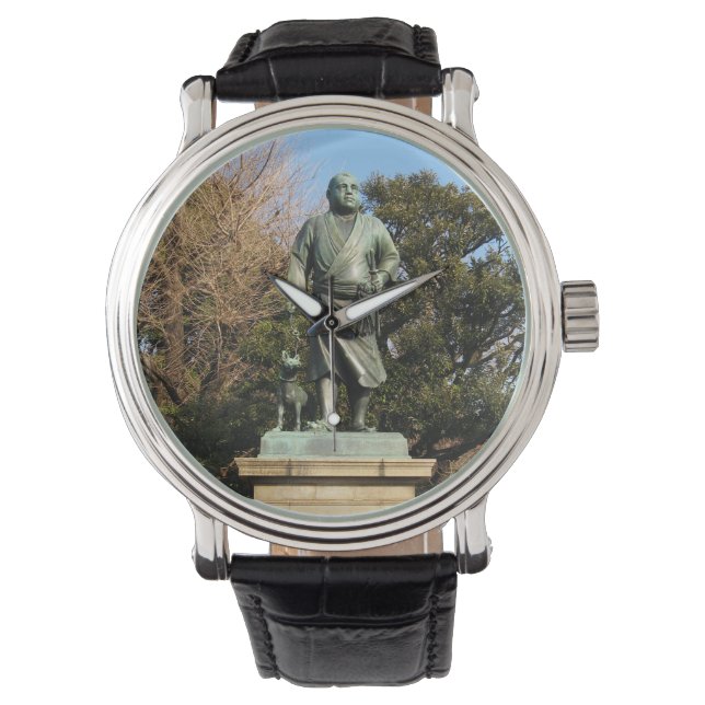 Saigo Takamori (The Last Samurai) & Dog Statue Watch (Front)