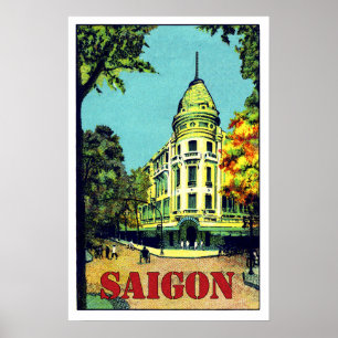 Saigon city, Ho chi minh, Vietnam, vintage travel Poster