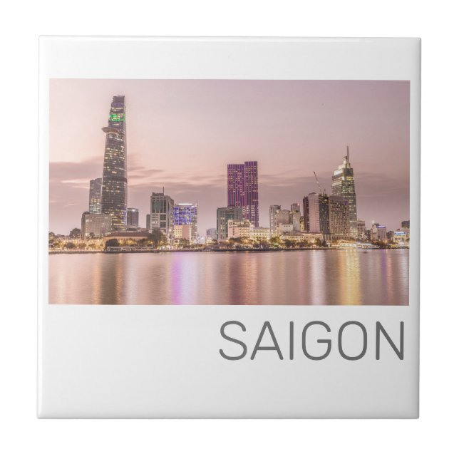 Saigon Ho Chi Minh City HCMC Vietnam Sunset Tile (Front)