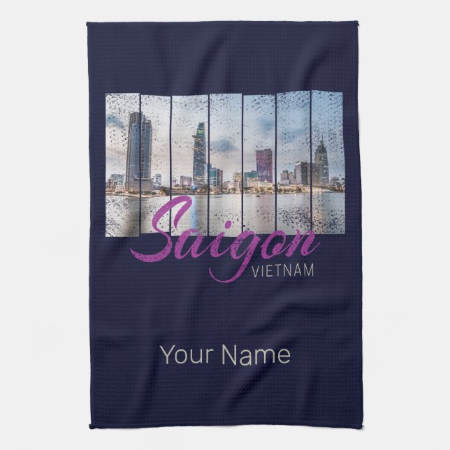 Saigon (Ho-Chi-Minh-Stadt) HCMC Vietnam Souvenir Tea Towel (Vertical)
