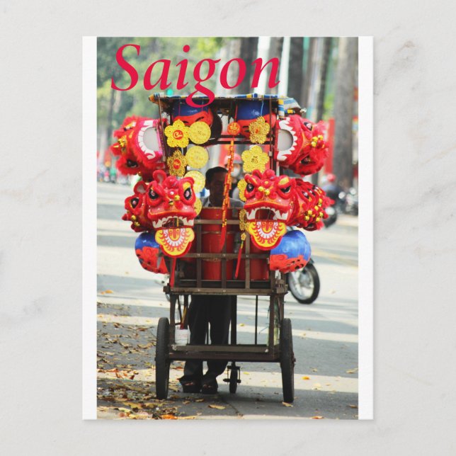 Saigon Vietnam Happy New Year Lion dance  Postcard (Front)