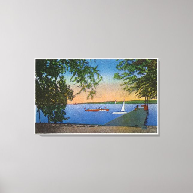 Sail and Motor Boats at Roseland Park Scene Canvas Print (Front)