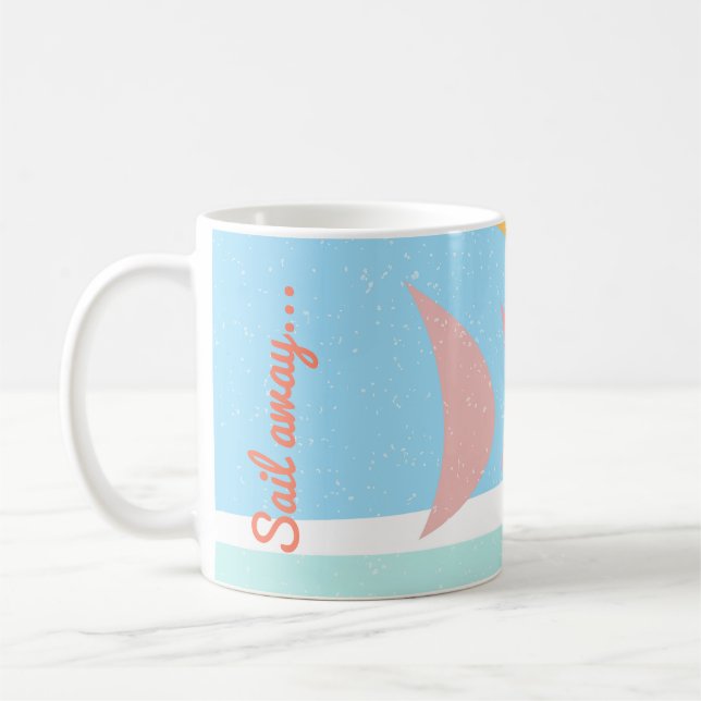 Sail Away Abstract Yachting Coffee Mug (Left)