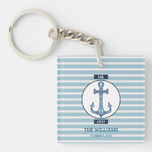 Sail Away Anchor – Personalised Nautical Acrylic K Key Ring