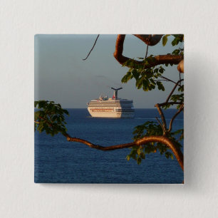 Sail Away at Sunset I Cruise Vacation 15 Cm Square Badge