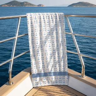 Sail Away Boat Life Ring and Anchor Beach Towel