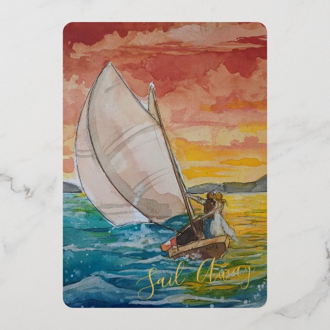 Sail Away Foil Invitation (Front)