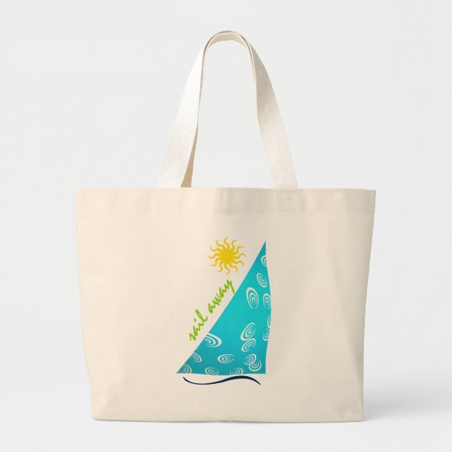 Sail Away in turquoise... Large Tote Bag (Front)