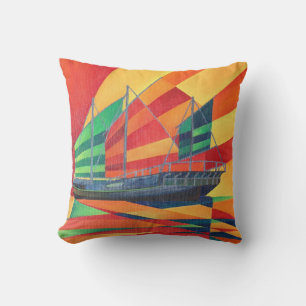 Sail Away Junk Pleasure Boat Cushion