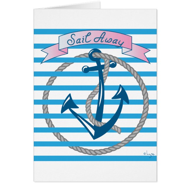 Sail Away Nautical Anchor with blue stripes (Front)