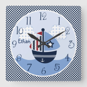 Sail Away/Nautical/Boats Kid's Baby Nursery Clock