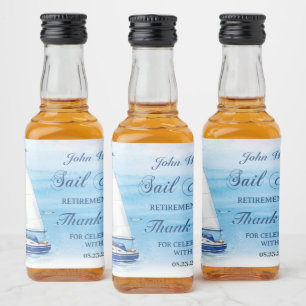 Sail Away Retirement Party Nautical Boat Yacht Liquor Bottle Label