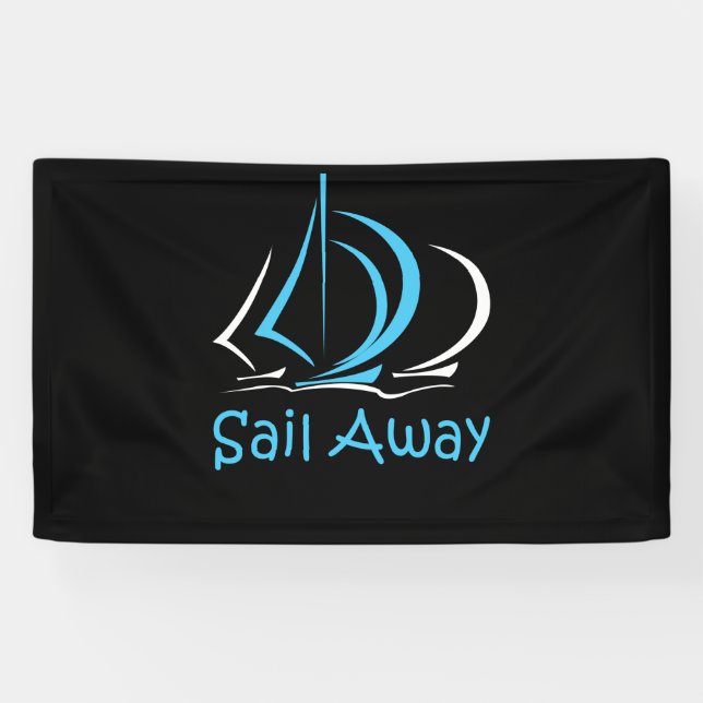 Sail Away Sailing Sailboat Boat Sand Ocean Gul Banner (Horizontal)