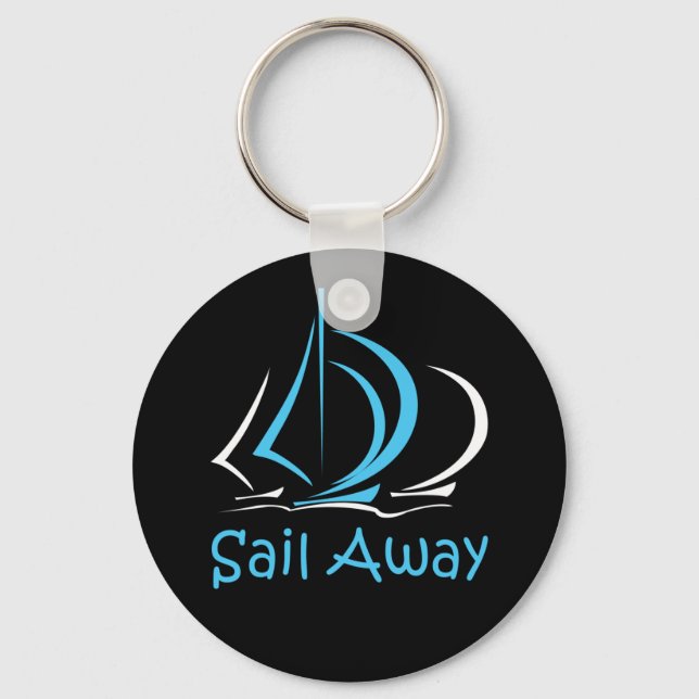 Sail Away Sailing Sailboat Boat Sand Ocean Gul Key Ring (Front)