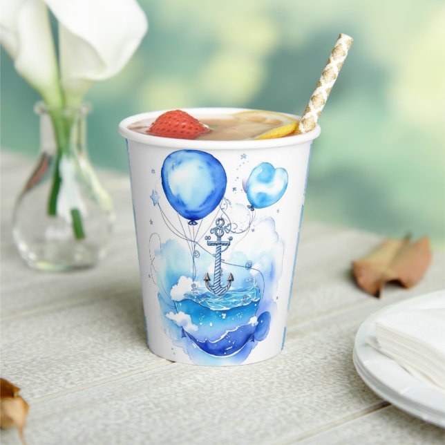 Sail Away to Joy: Nautical Baby Shower Paper Cups (Insitu)