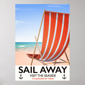 Sail away vintage travel poster