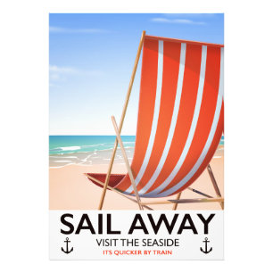 Sail away vintage travel poster