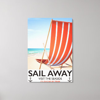 Sail away vintage travel poster canvas print