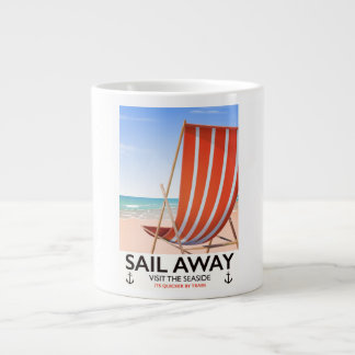 Sail away vintage travel poster large coffee mug