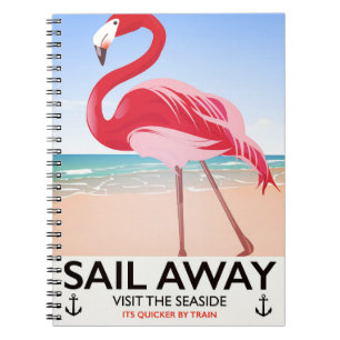 Sail away vintage travel poster notebook