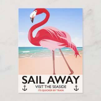 Sail away vintage travel poster postcard