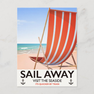 Sail away vintage travel poster postcard