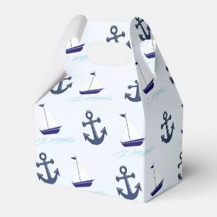 Sail Boat and Anchor Pattern Blue Favour Box