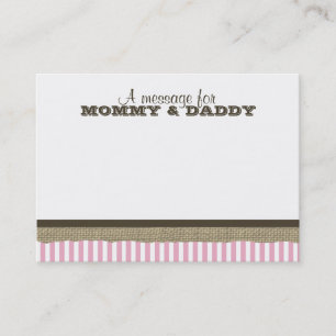 Sail Boat and Pink Stripes Baby Shower Message Calling Card